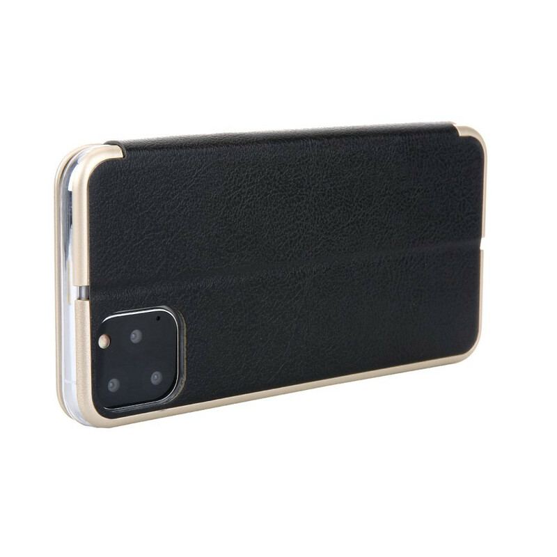 Flip Cover iPhone 11 Pro Simili Cuir CMAI2 Rebords Métallisés