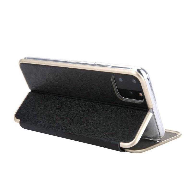 Flip Cover iPhone 11 Pro Simili Cuir CMAI2 Rebords Métallisés