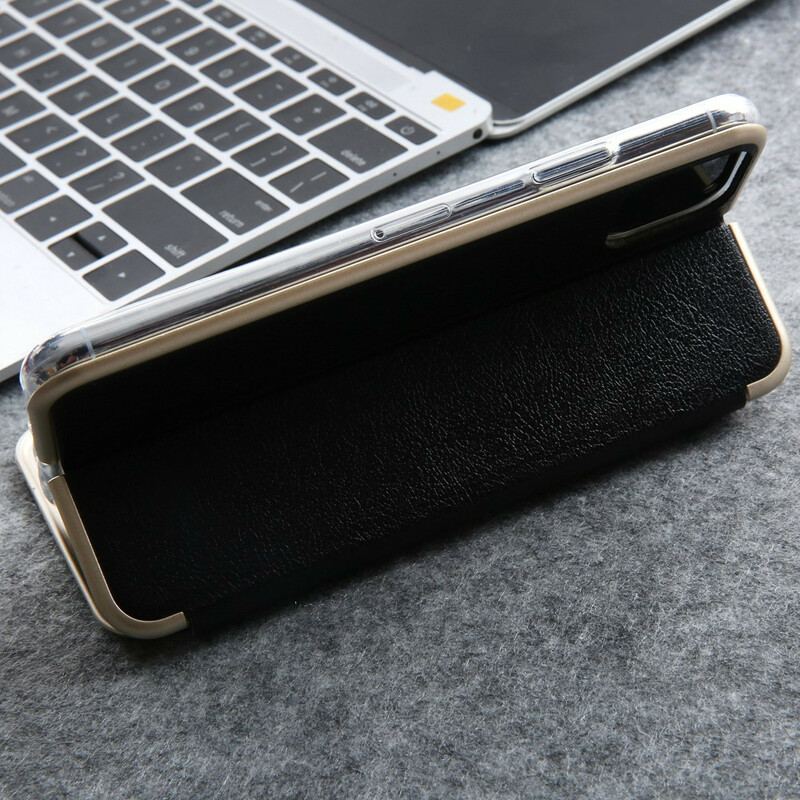 Flip Cover iPhone 11 Pro Simili Cuir CMAI2 Rebords Métallisés