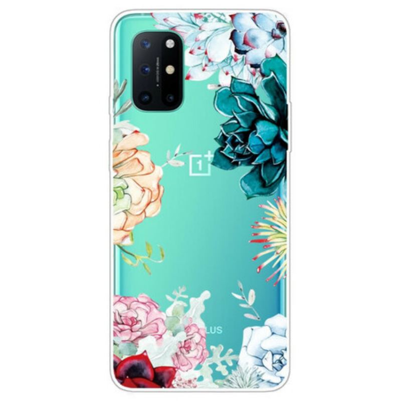 Coque OnePlus 8T Transparente Fleurs Aquarelle