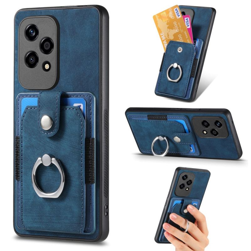 Coque Honor 200 Lite Rétro avec Porte-Cartes et Anneau-Support