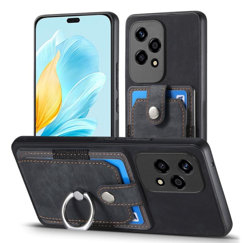 Coque Honor 200 Lite Rétro avec Porte-Cartes et Anneau-Support