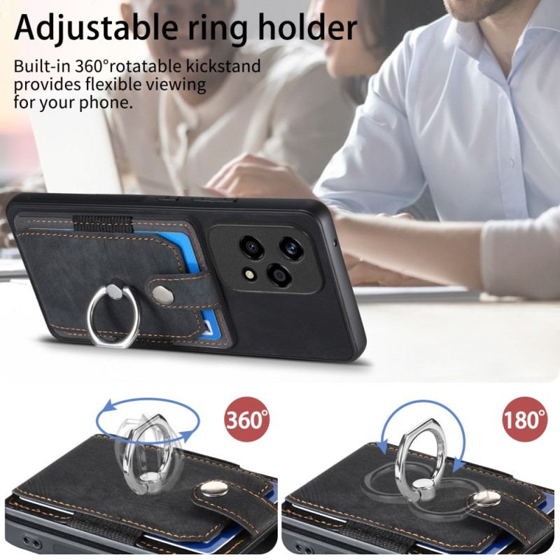 Coque Honor 200 Lite Rétro avec Porte-Cartes et Anneau-Support