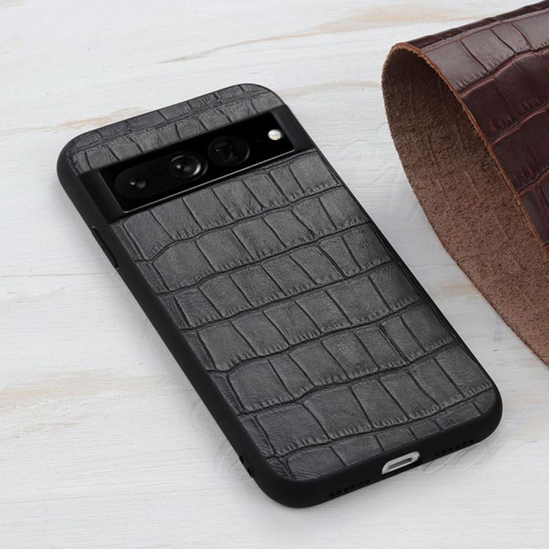 Coque Google Pixel 7 Pro Véritable Cuir Style Crocodile