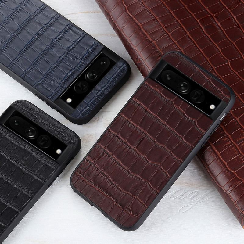 Coque Google Pixel 7 Pro Véritable Cuir Style Crocodile