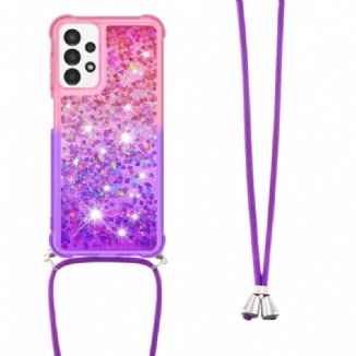 Coque Samsung Galaxy A13 à Cordon Silicone Paillettes