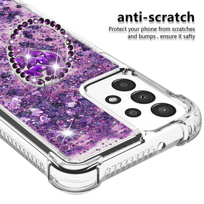 Coque Samsung Galaxy A13 Paillettes avec Anneau-Support