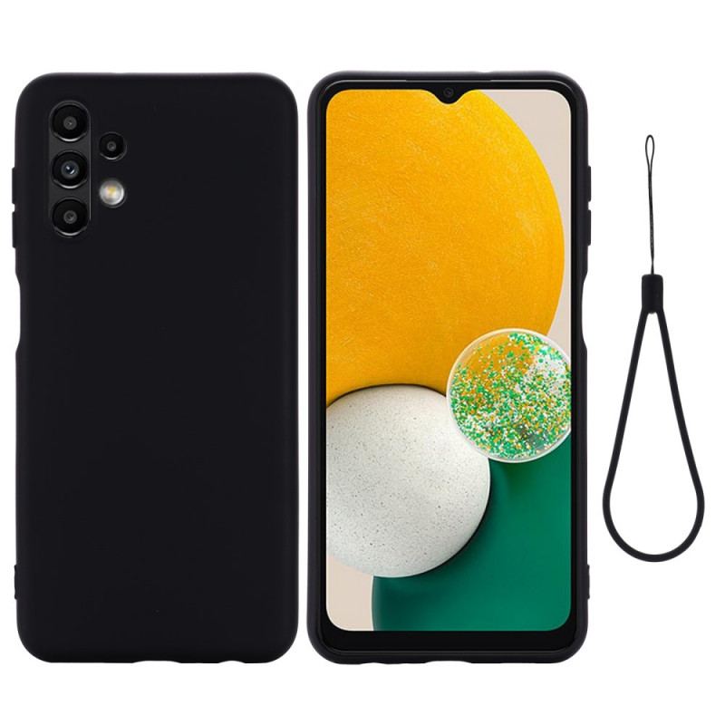 Coque Samsung Galaxy A13 Silicone Liquide avec Lanière