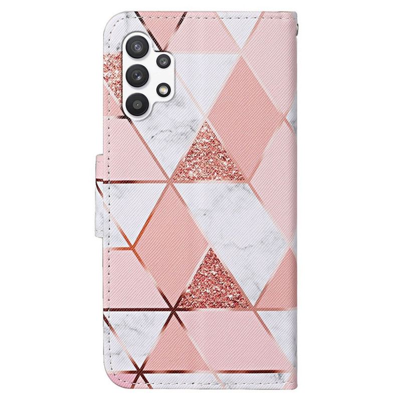 Housse Samsung Galaxy A13 Marbre et Paillettes avec Lanière