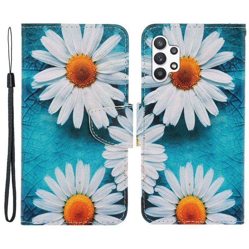 Housse Samsung Galaxy A13 Marguerites à Lanière