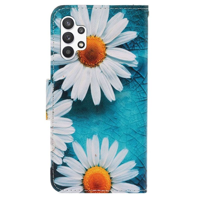 Housse Samsung Galaxy A13 Marguerites à Lanière