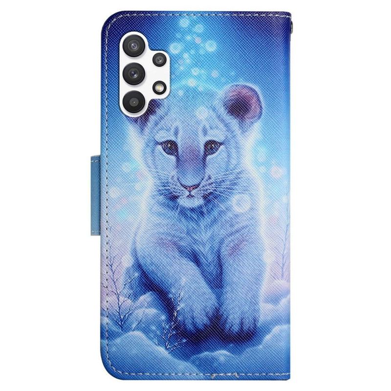 Housse Samsung Galaxy A13 Tigre Blanc avec Lanière