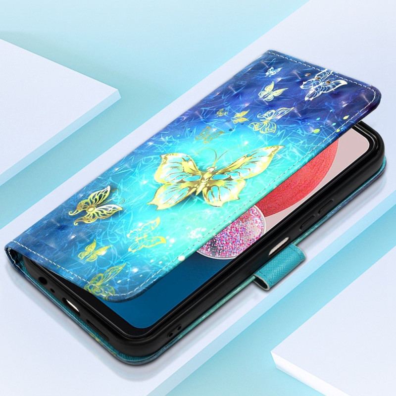 Housse Samsung Galaxy A13 Vol de Papillons à Lanière