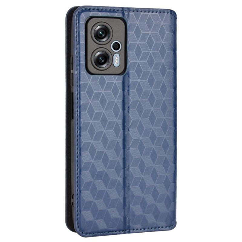 Flip Cover Poco X4 GT Effet Cuir Cubes 3D