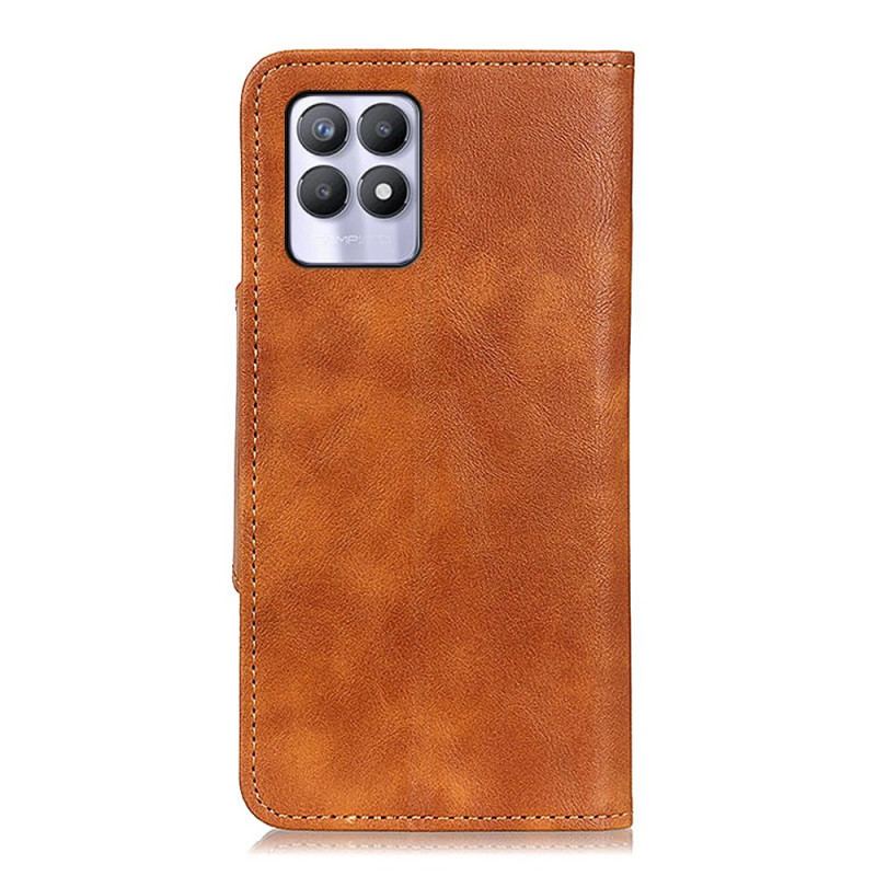 Housse Realme 8i Simili Cuir Vintage et Bouton