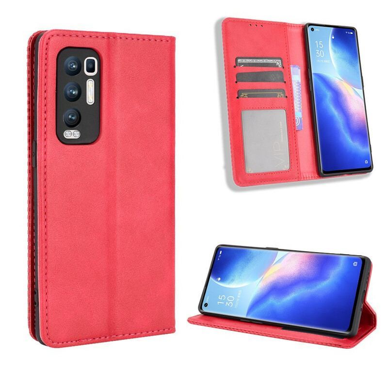 Flip Cover Oppo Find X3 Neo Effet Cuir Vintage Stylisé