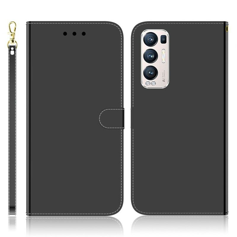 Housse Oppo Find X3 Neo Simili Cuir Couverture MIroir