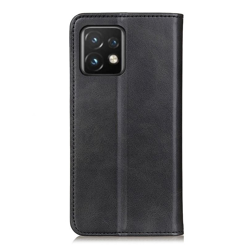 Flip Cover Motorola Edge 40 Pro Cuir Fendu Élégance