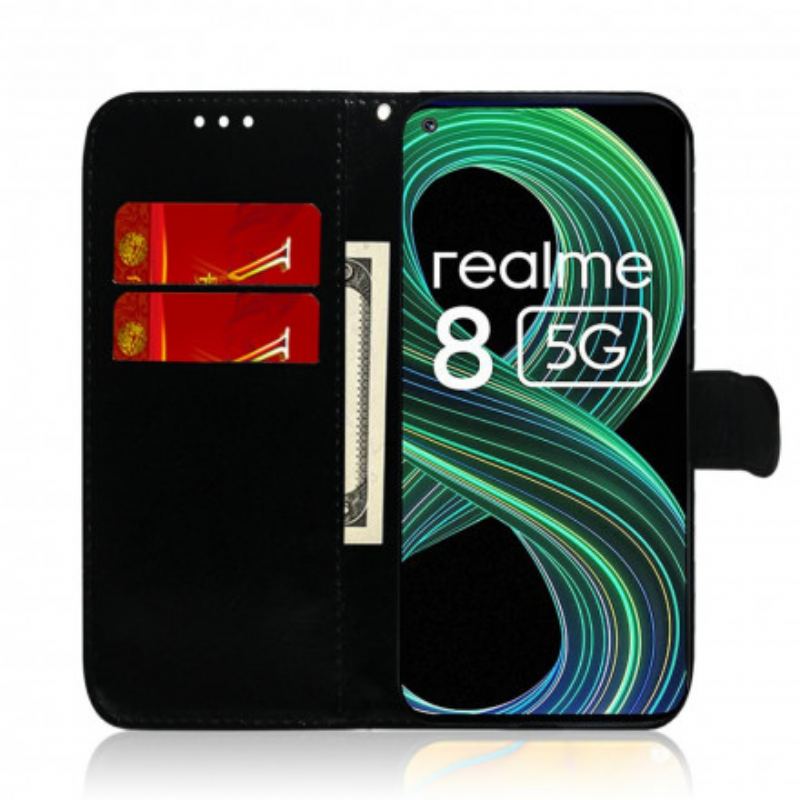 Housse Realme 8 5G Simili Cuir Couverture MIroir