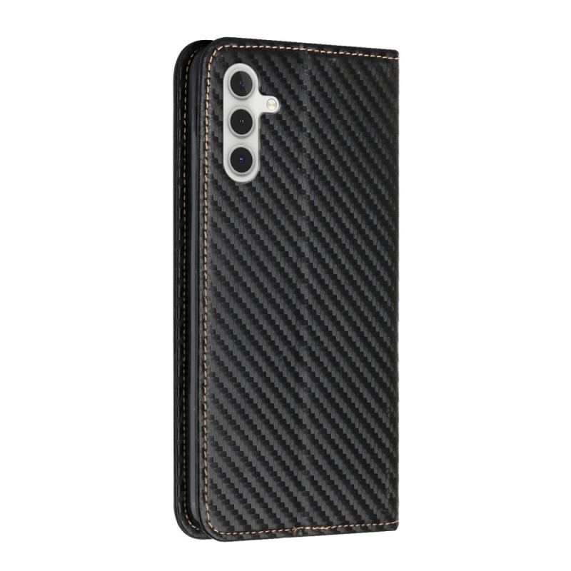 Flip Cover Samsung Galaxy A34 5G Style Fibre Carbone à Lanière