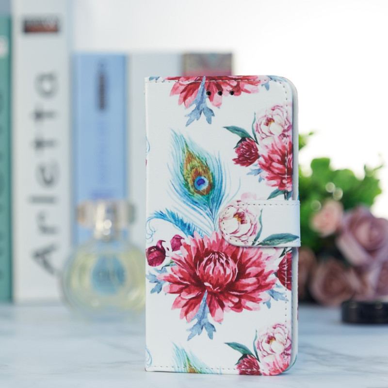 Housse Samsung Galaxy A34 5G Fantaisie Florale à Lanière