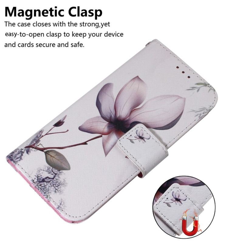 Housse Samsung Galaxy A34 5G Fleur Vintage à Lanière