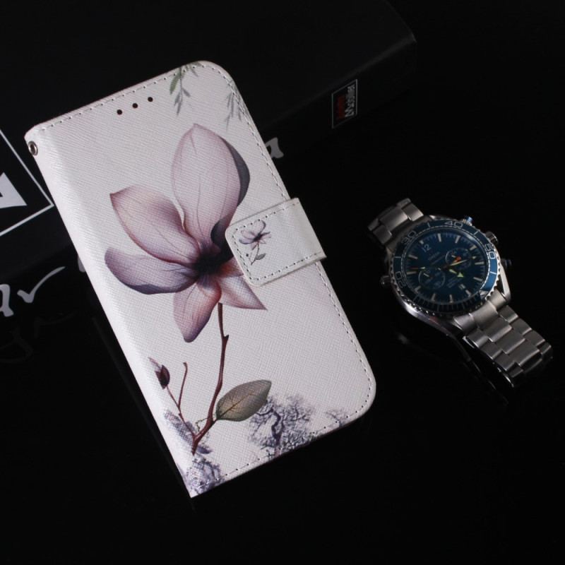 Housse Samsung Galaxy A34 5G Fleur Vintage à Lanière