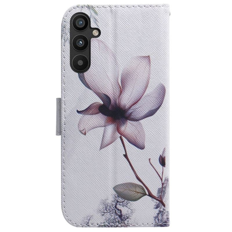 Housse Samsung Galaxy A34 5G Fleur Vintage à Lanière