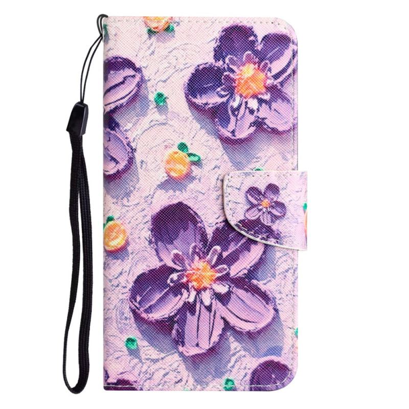 Housse Samsung Galaxy A34 5G Jolies Fleurs à Lanière