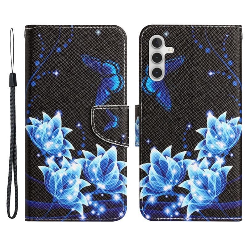 Housse Samsung Galaxy A34 5G Jolies Fleurs à Lanière