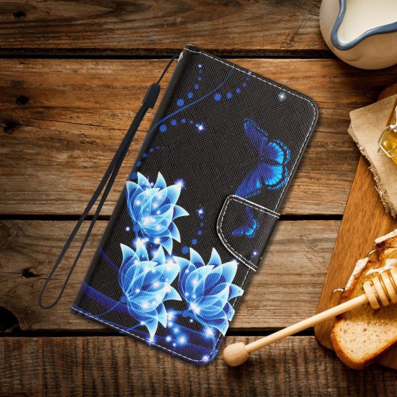 Housse Samsung Galaxy A34 5G Jolies Fleurs à Lanière