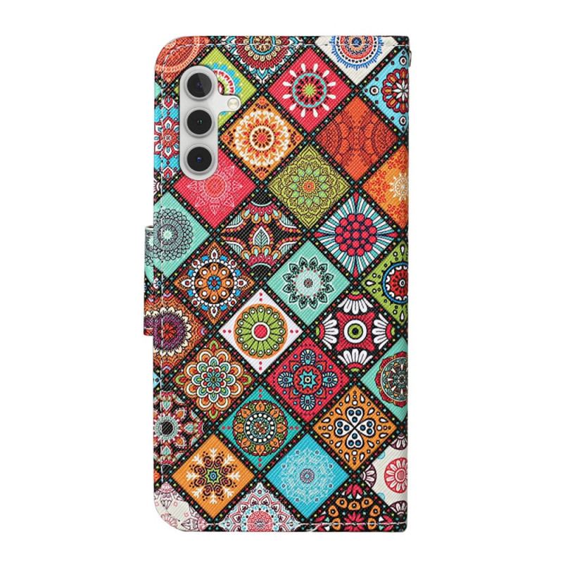 Housse Samsung Galaxy A34 5G Patchwork à Lanière