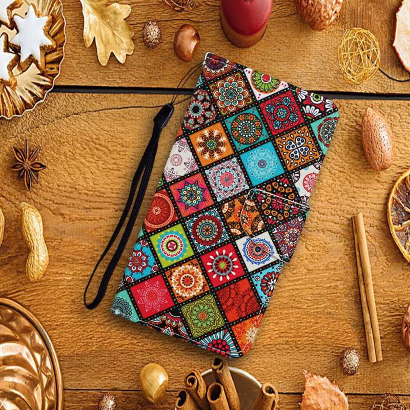 Housse Samsung Galaxy A34 5G Patchwork à Lanière