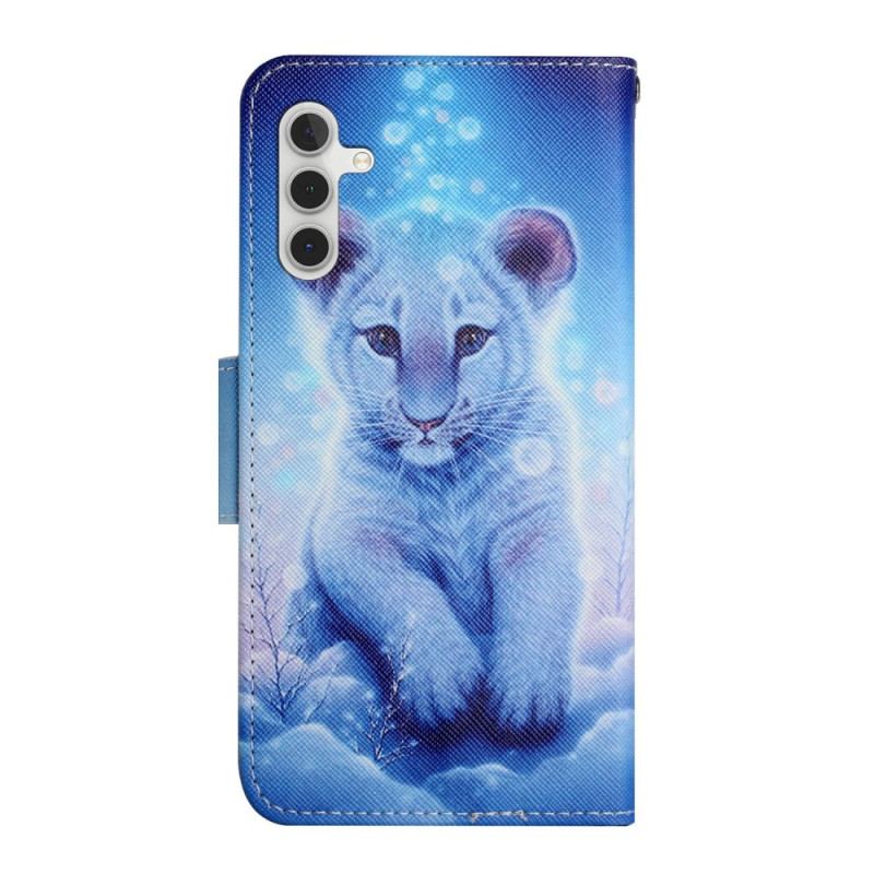 Housse Samsung Galaxy A34 5G Tigre Blanc à Lanière