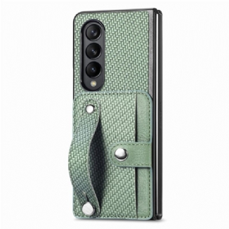 Coque Samsung Galaxy Z Fold 5 Fibre Carbone Porte-Cartes et Sangle