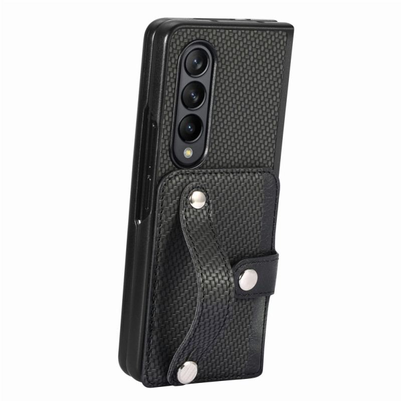 Coque Samsung Galaxy Z Fold 5 Fibre Carbone Porte-Cartes et Sangle