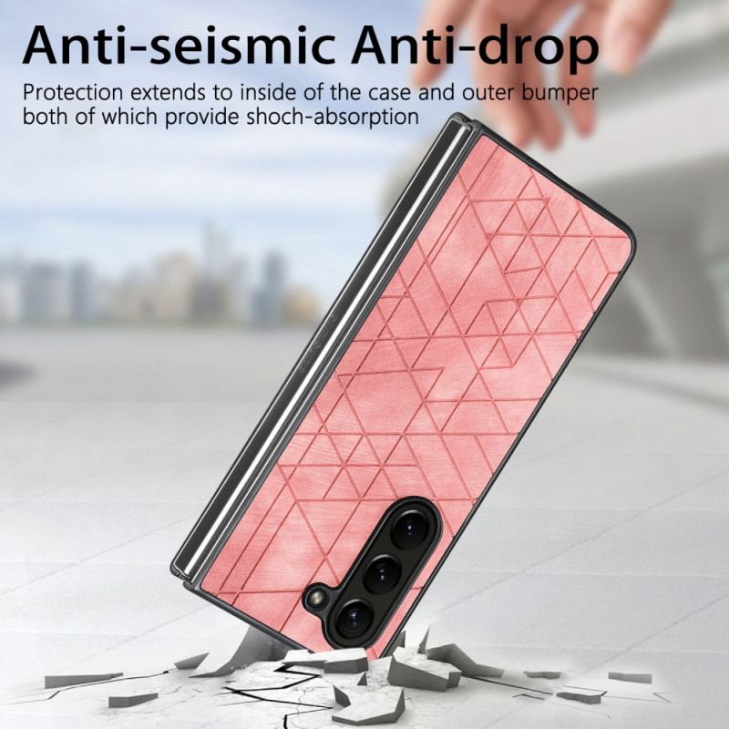 Coque Samsung Galaxy Z Fold 5 Simili Cuir Motifs Géométriques