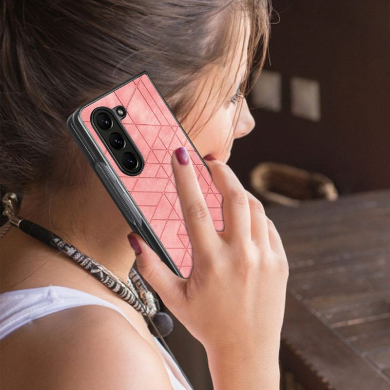 Coque Samsung Galaxy Z Fold 5 Simili Cuir Motifs Géométriques