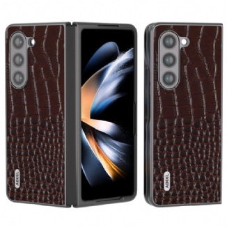 Coque Samsung Galaxy Z Fold 5 Vrai Cuir Effet Croco ABEEL