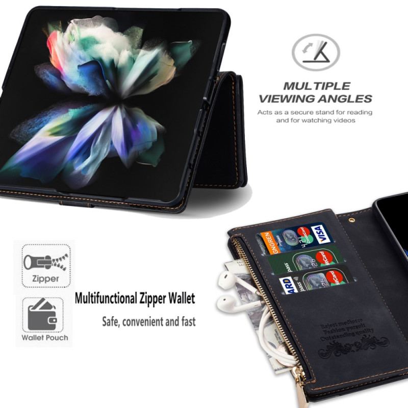 Housse Samsung Galaxy Z Fold 5 Porte-Monnaie avec Lanière