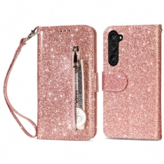 Housse Samsung Galaxy Z Fold 5 Porte-Monnaie Paillettes à Lanière