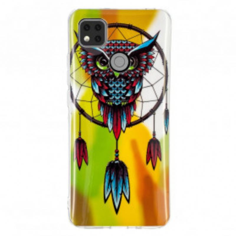 Coque Xiaomi Redmi 9C Attrape Rêves Hibou Fluorescent