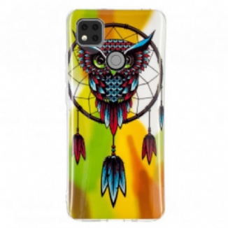 Coque Xiaomi Redmi 9C Attrape Rêves Hibou Fluorescent