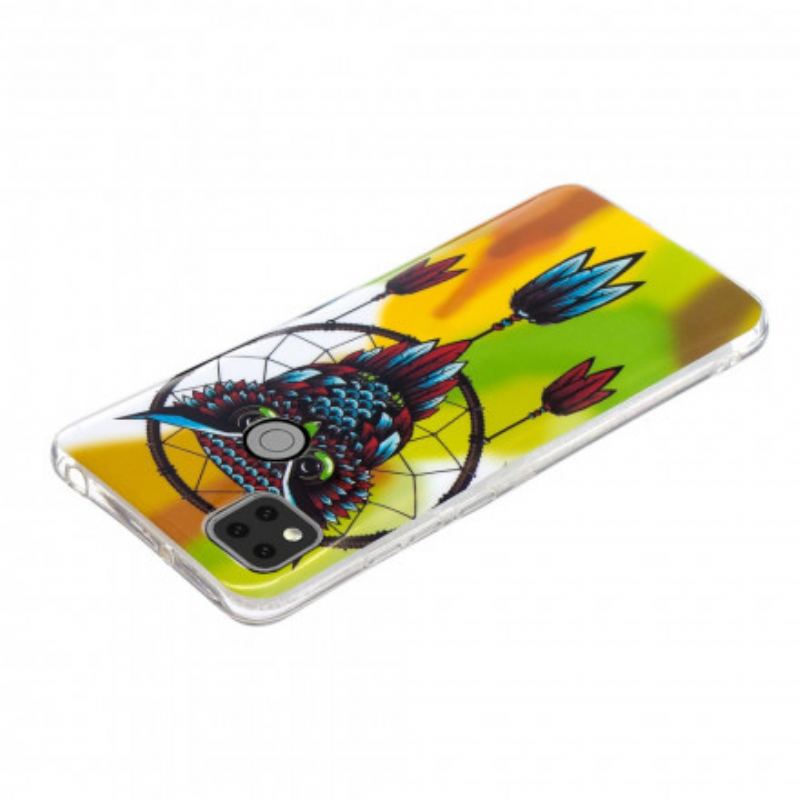 Coque Xiaomi Redmi 9C Attrape Rêves Hibou Fluorescent