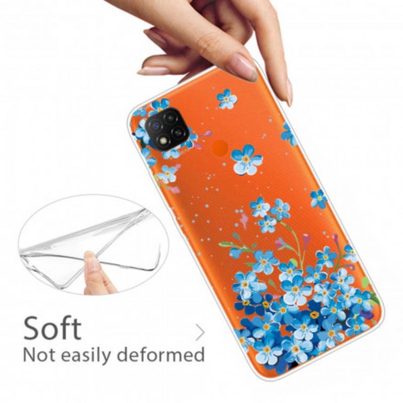 Coque Xiaomi Redmi 9C Bouquet de Fleurs Bleues