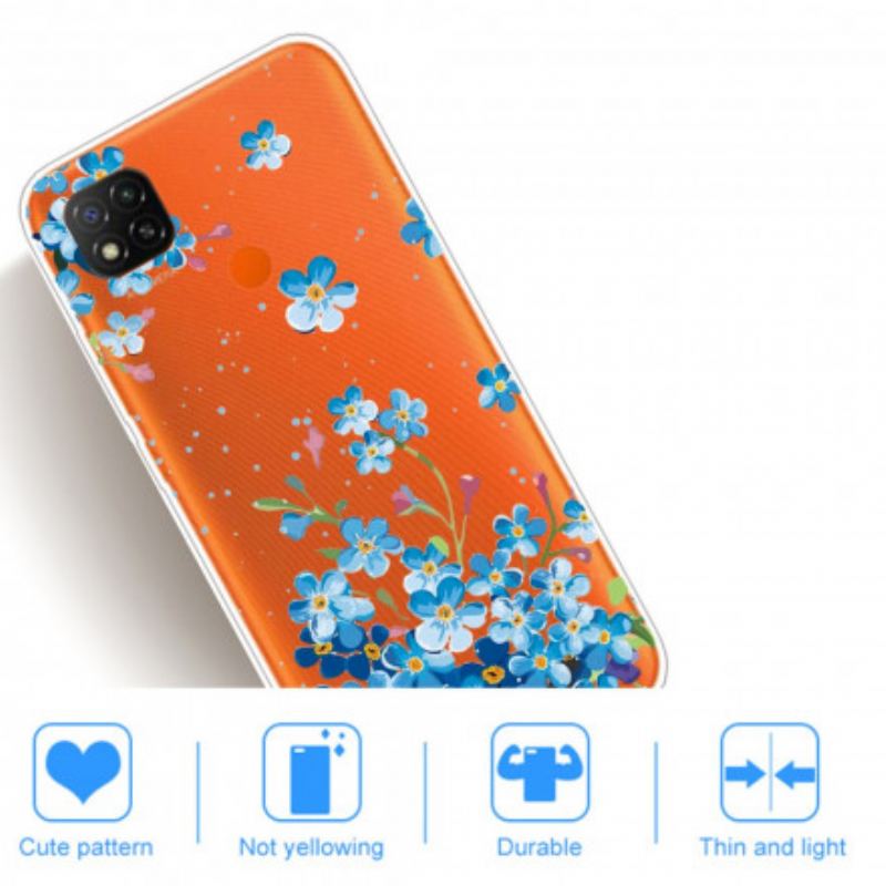 Coque Xiaomi Redmi 9C Bouquet de Fleurs Bleues