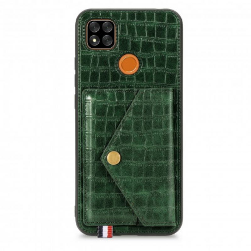 Coque Xiaomi Redmi 9C Crocodile Porte-Cartes et Support