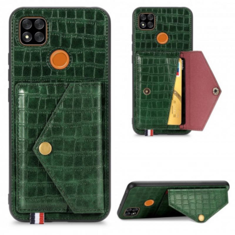 Coque Xiaomi Redmi 9C Crocodile Porte-Cartes et Support