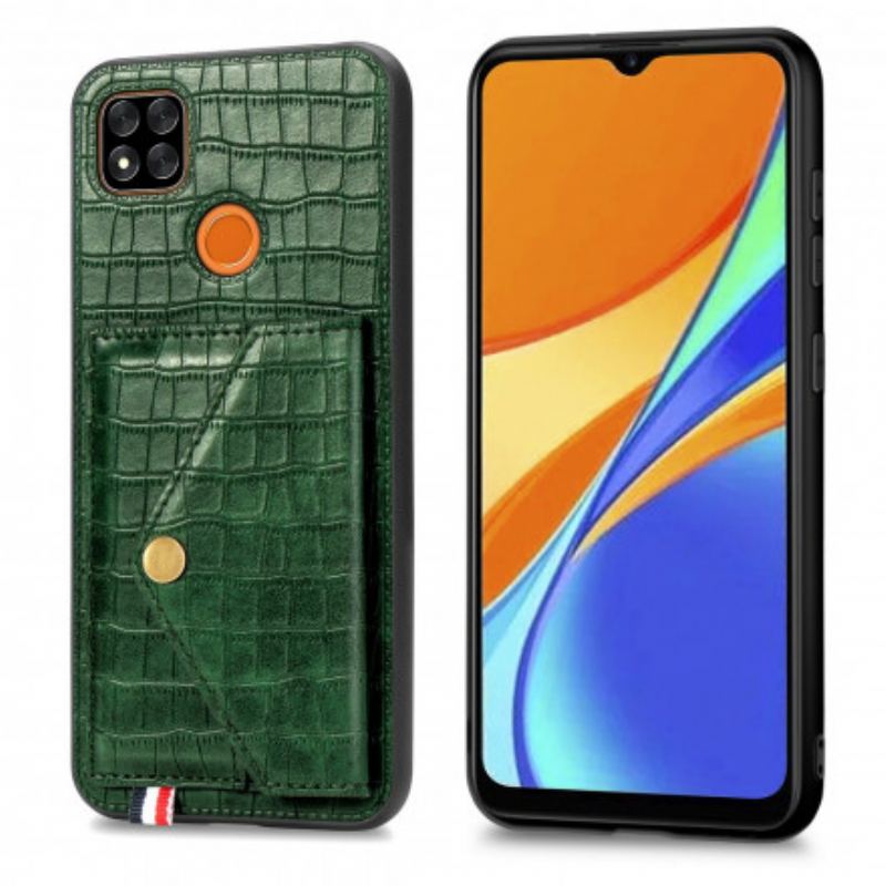 Coque Xiaomi Redmi 9C Crocodile Porte-Cartes et Support