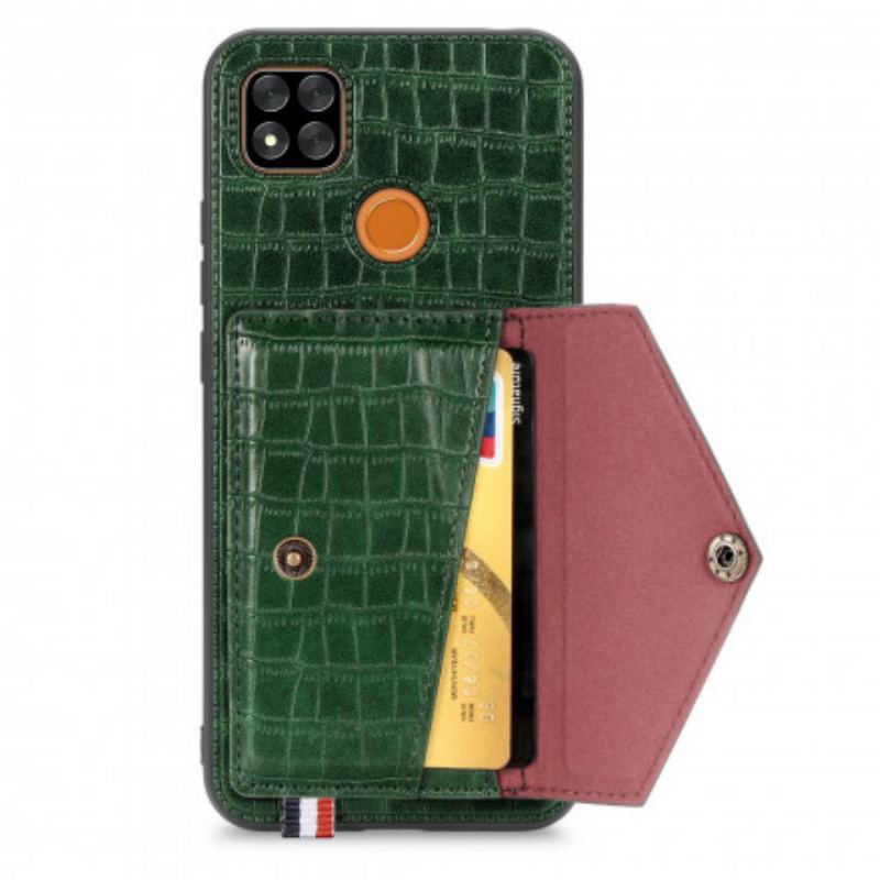 Coque Xiaomi Redmi 9C Crocodile Porte-Cartes et Support